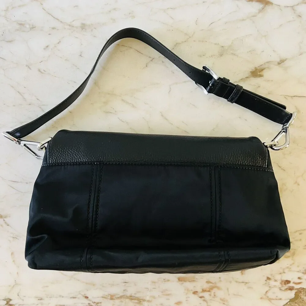 MICHAEL KORS Jane Black Nylon Leather Medium Shoulder Bag